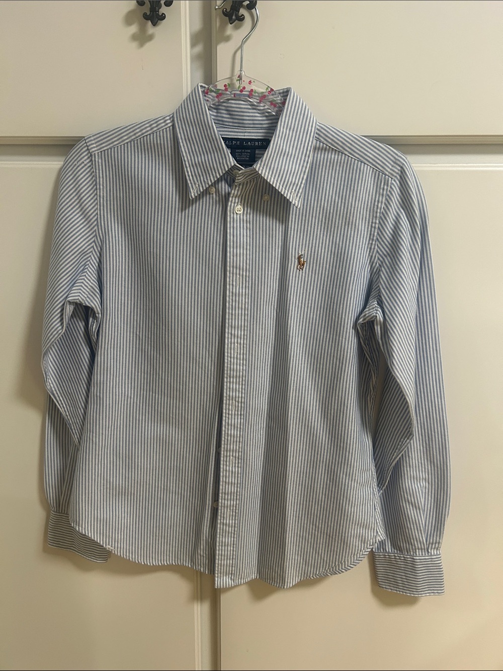 Preppy Polo by Ralph Lauren Blue & White Striped Cotton Button-Down Shirt